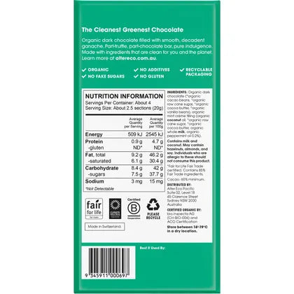 Alter Eco- Chocolate Organic Mint Creme Dark Truffle Thins-12x84g