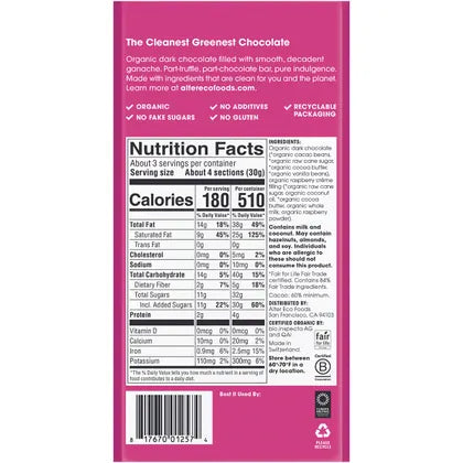 Alter Eco- Chocolate Organic Raspberry Creme Dark Truffle Thins-12x84g