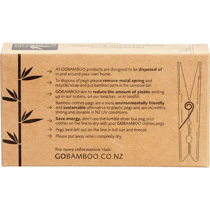 Go Bamboo- Clothes Pegs Biodegradable Bamboo-20pk