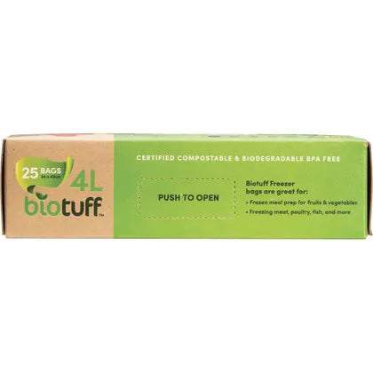 Biotuff- Compostable Freezer Bags Medium 4L-25pk