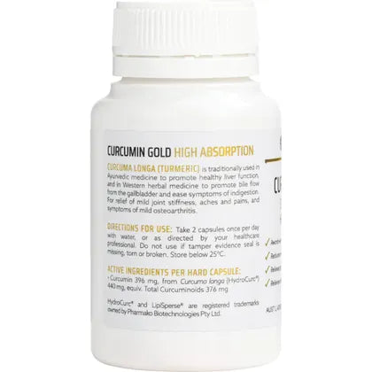 Nature's Help- Curcumin Gold 396mg High Absorption Capsules-60 Caps