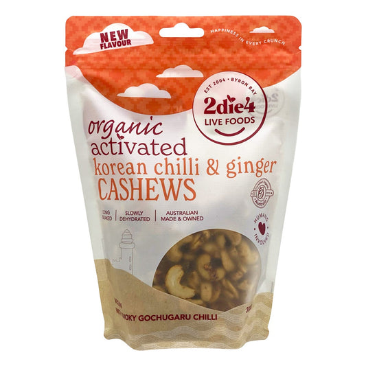 2die4 Live Foods- Organic Activated Korean Chilli & Ginger Cashews-300g