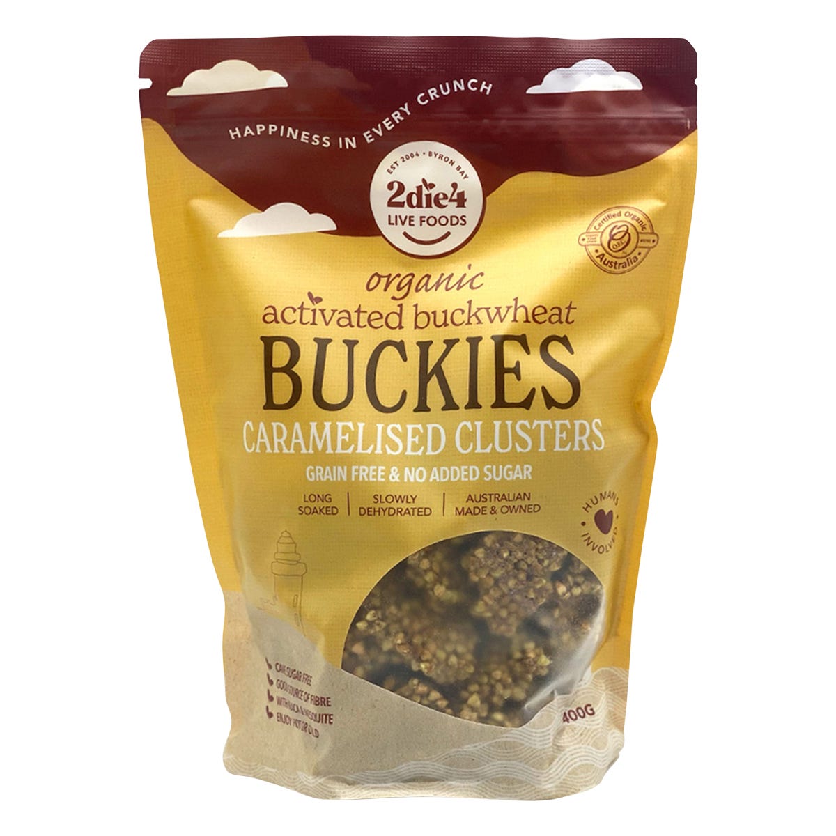 2die4 Live Foods- Organic Activated Buckies Caramelised Clusters-400g