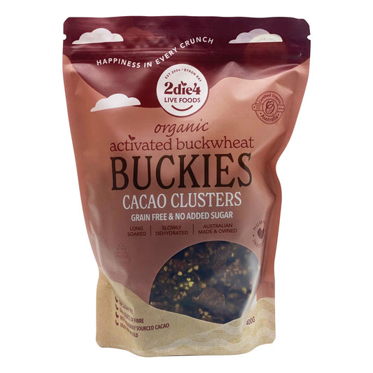 2die4 Live Foods- Organic Activated Buckies Cacao Clusters-400g