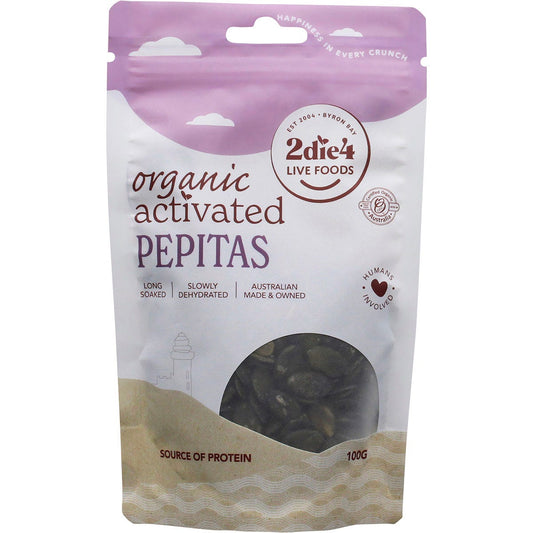 2die4 Live Foods- Organic Activated Pepitas-100g