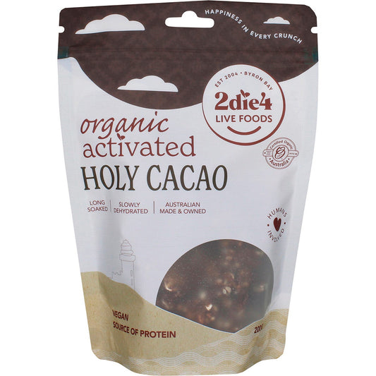 2die4 Live Foods- Organic Activated Holy Cacao Granola Clusters-200g