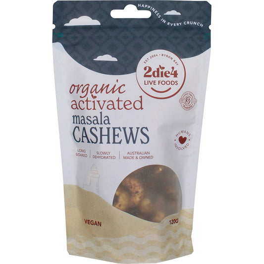 2die4 Live Foods- Organic Activated Masala Cashews-120g