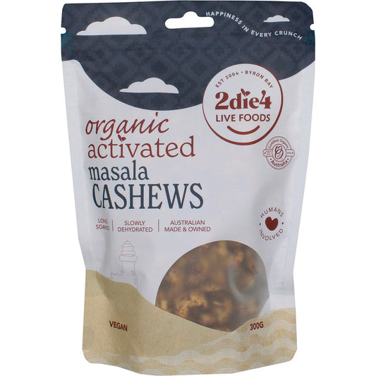 2die4 Live Foods- Organic Activated Masala Cashews-300g