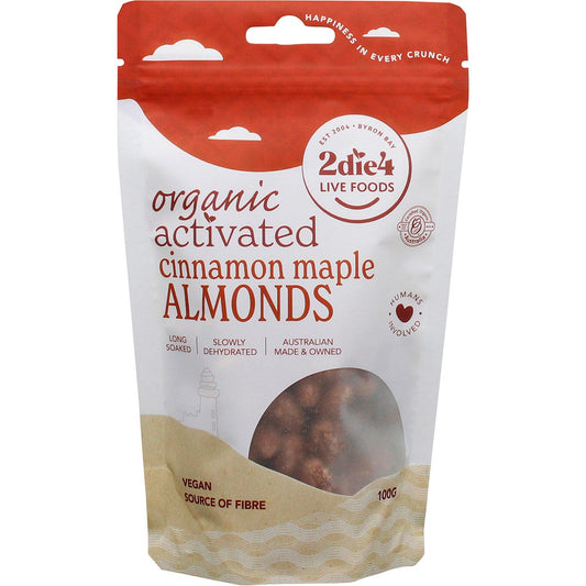 2die4 Live Foods- Organic Activated Almonds Cinnamon Maple-100g