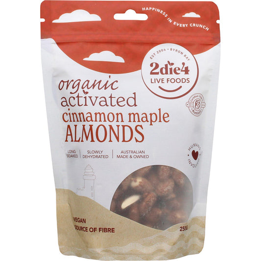 2die4 Live Foods- Organic Activated Almonds Cinnamon Maple-250g