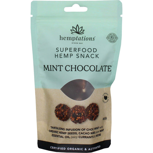2die4 Live Foods- Hemptations Superfood Hemp Snack Mint Chocolate-80g