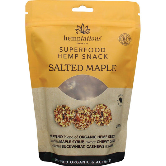 2die4 Live Foods- Hemptations Superfood Hemp Snack Salted Maple-200g