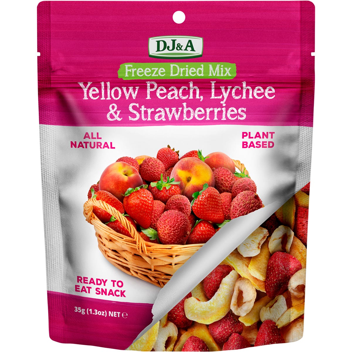 DJ&A- Freeze Dried Yellow Peach, Lychee & Strawberries-10x35g