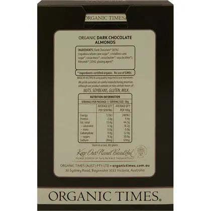 Organic Times- Dark Chocolate Almonds-150g