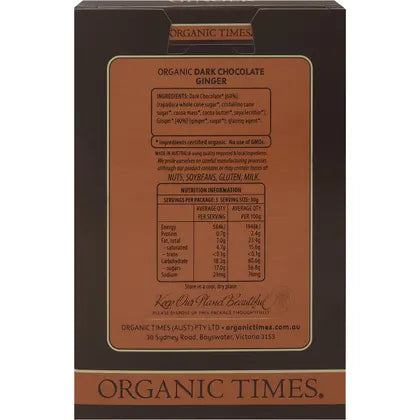 Organic Times- Dark Chocolate Ginger-150g