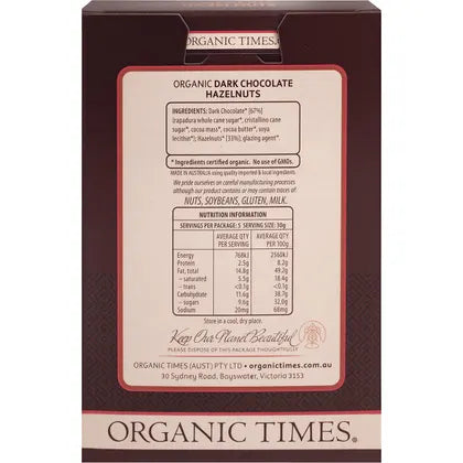 Organic Times- Dark Chocolate Hazelnuts-150g
