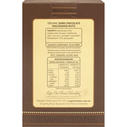 Organic Times- Dark Chocolate Macadamia Nuts-150g