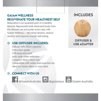 Gaiam- Diffuser with USB 10cm x 10cm