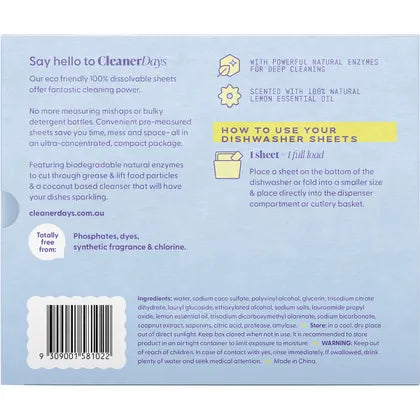 Cleaner Days- Dishwasher Detergent Sheets Lemon-60pcs