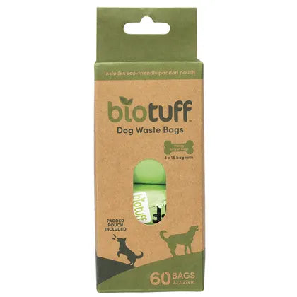 Biotuff- Dog Waste Bags & Dispenser 4 x 15 Bag Rolls-60pk