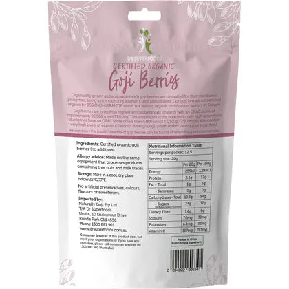 Dr Superfoods- Dried Goji Berries Certified Organic-250g