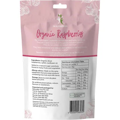 Dr Superfoods- Dried Raspberries Organic-125g