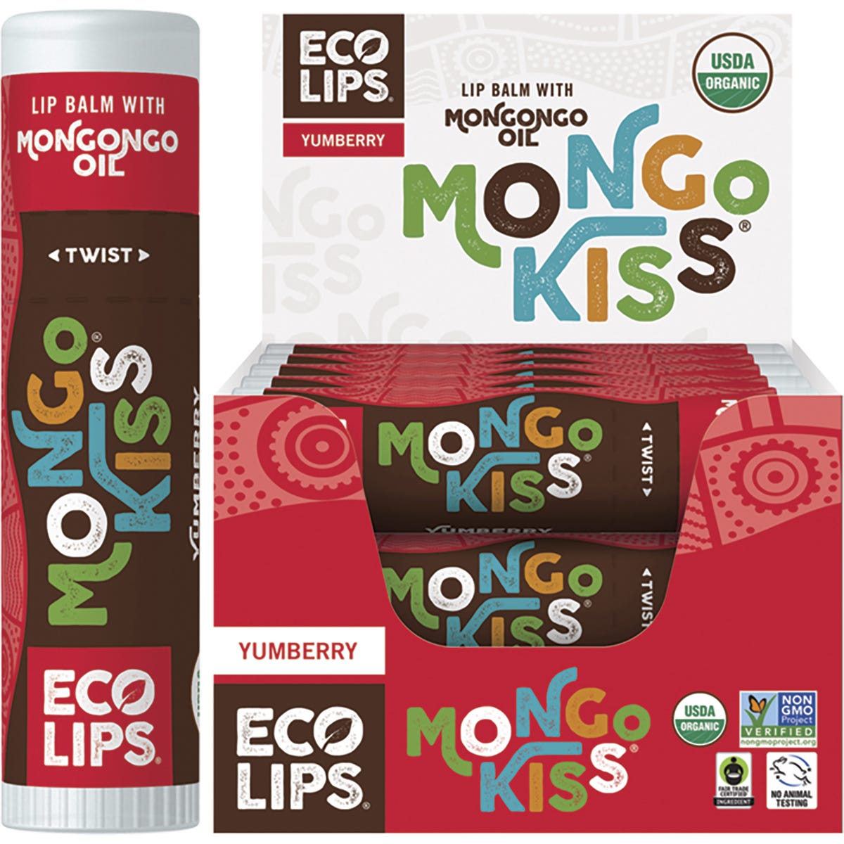 Eco Lips- Lip Balm Display Mongo Kiss Yumberry-15x7g