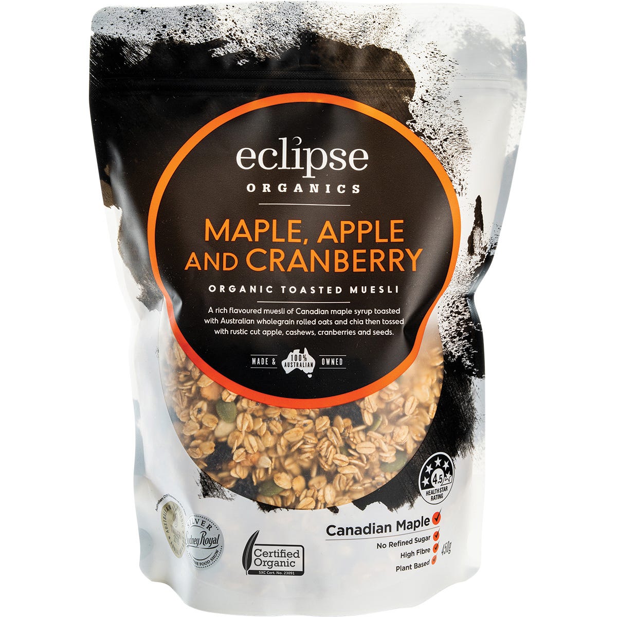 Eclipse Organics- Muesli Maple, Apple & Cranberry-450g