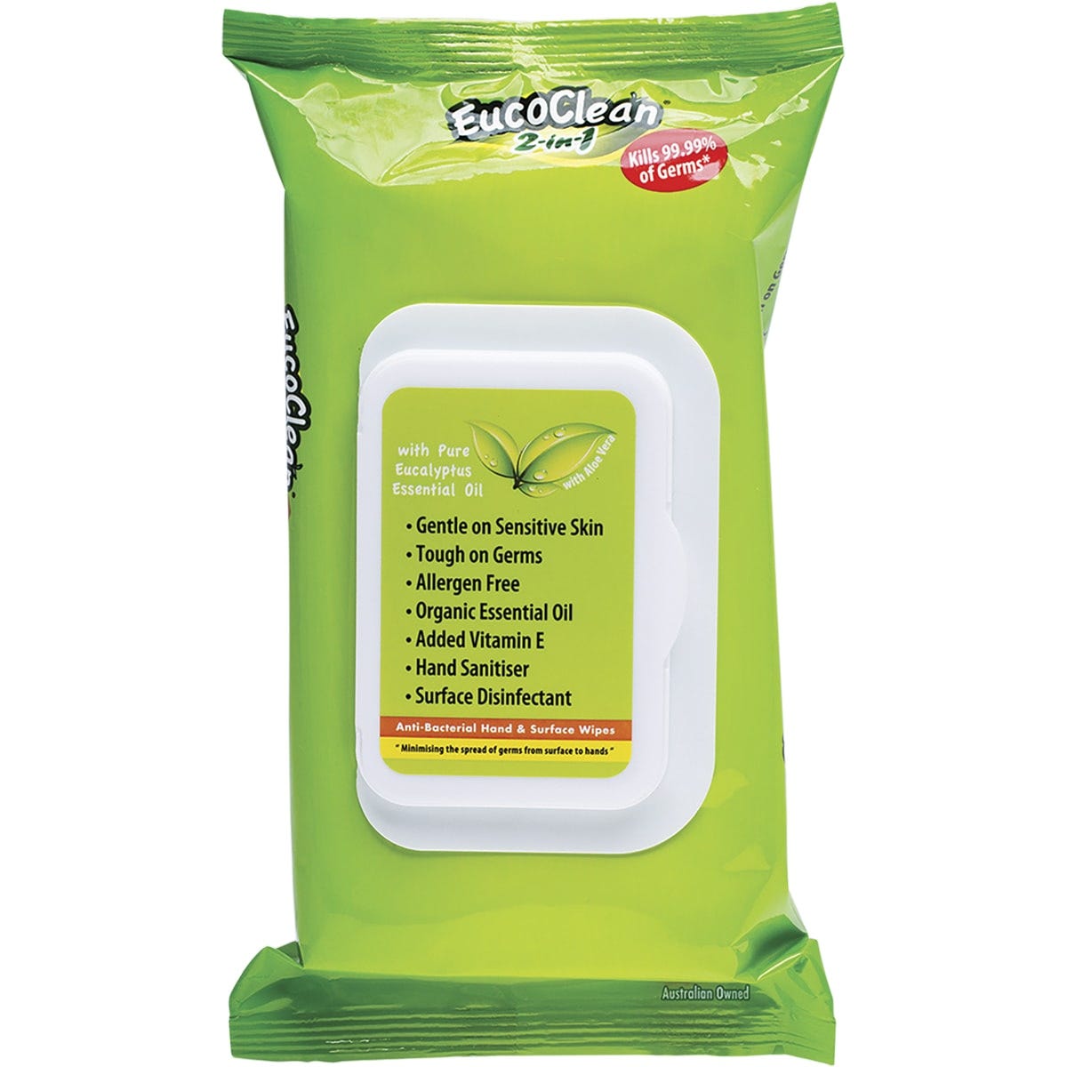 Eucoclean- Anti-Bacterial Wipes 2-in-1 Hand & Surface-60pk
