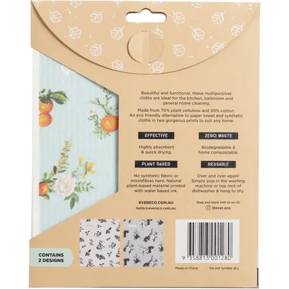 Ever Eco- Eco Sponge Cloths Vintage Citrus Collection-2pk