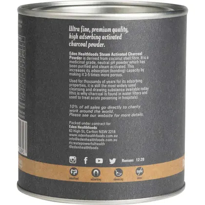 Eden Healthfoods- Activated Charcoal Steam Activated Charcoal Powder-100g