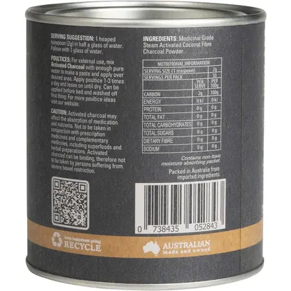 Eden Healthfoods- Activated Charcoal Steam Activated Charcoal Powder-100g