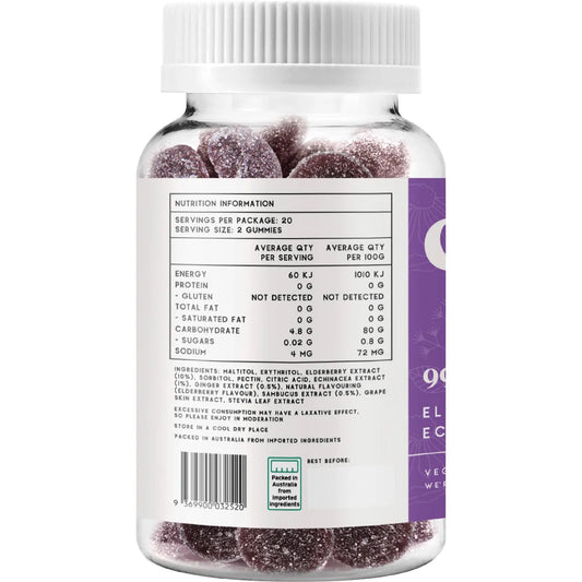 Chuu Nutrition- Elderberry and Echinacea Gummies 99% Sugar Free-40pcs