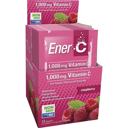 Martin & Pleasance- Ener-C 1000mg Vitamin C Drink Mix Raspberry Sachets-12pk