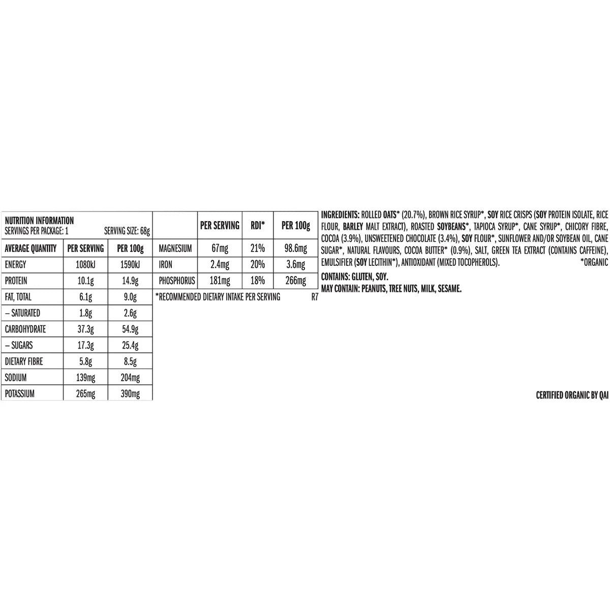 CLIF- Energy Bar Cool Mint Choc 49mg Caffeine-12x68g