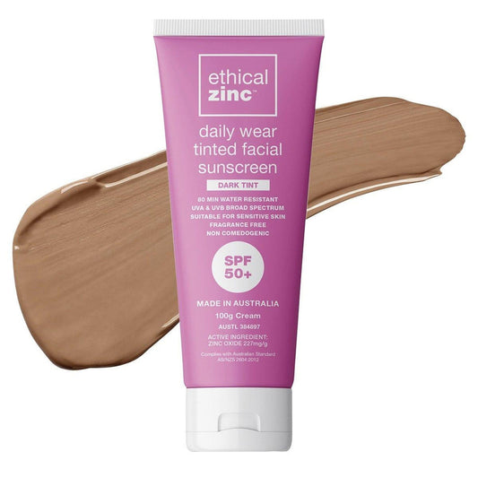 Ethical Zinc- Daily Wear Tinted Facial Sunscreen Dark Tint SPF 50+-100g
