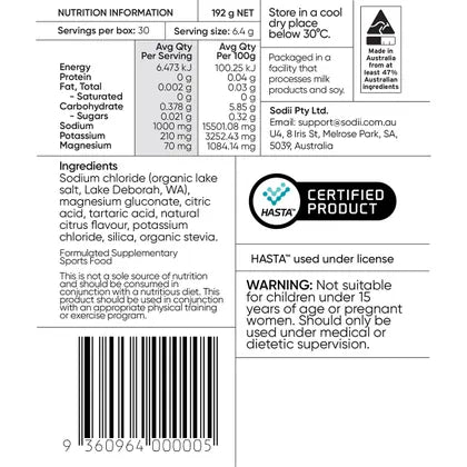 Sodii- Everyday Hydration Salts Salty Citrus-30pk