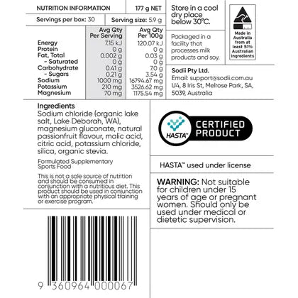 Sodii- Everyday Hydration Salts Salty Passionfruit-30pk