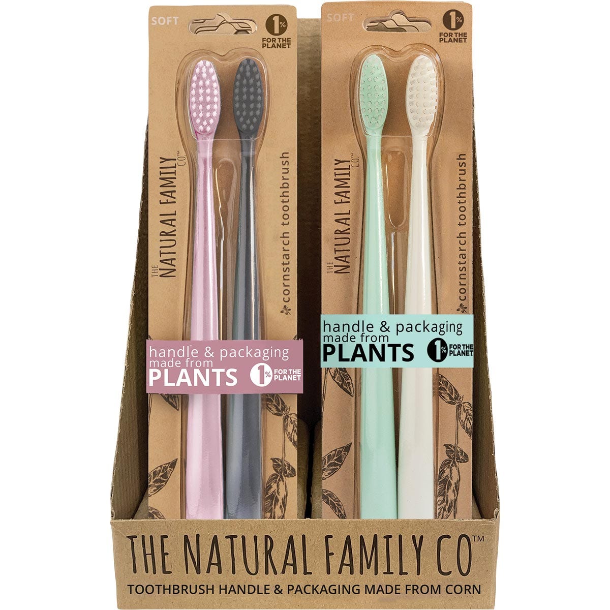 NFco.- Bio Toothbrush (Twin Pack) Soft - Assorted Colours-8x2pk