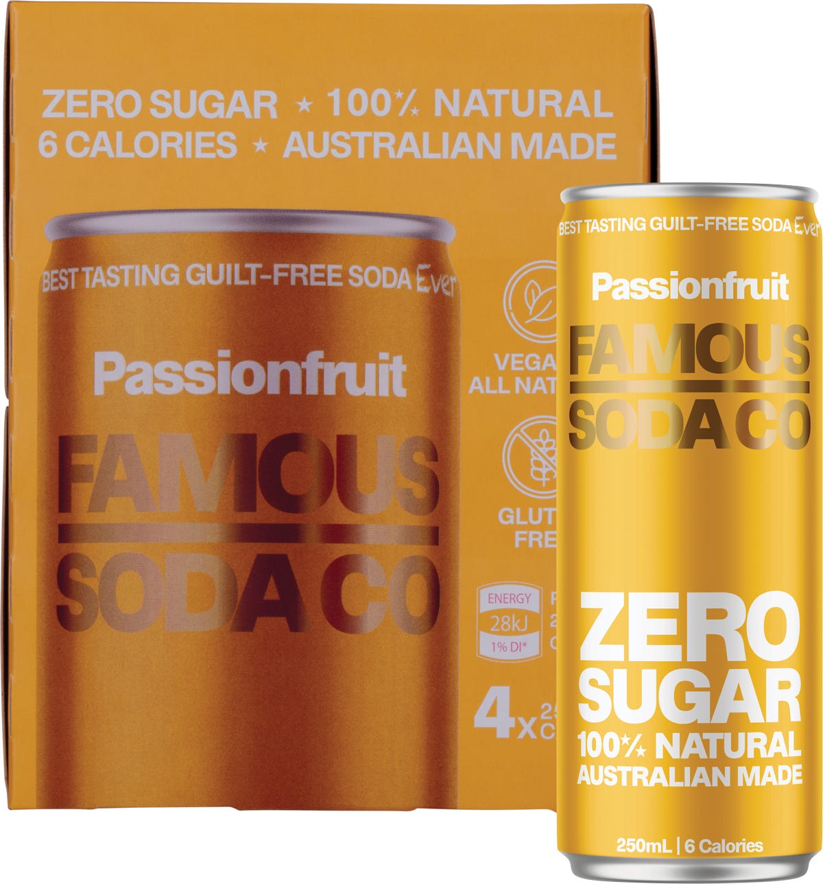 Famous- Zero Sugar Soda Passionfruit-4x250ml