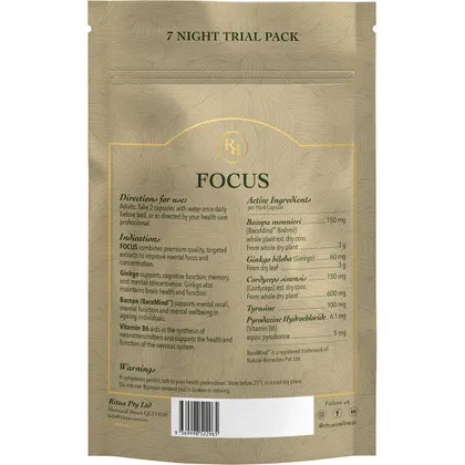 Ritua- FOCUS Trial Pack BacoMind Ginko Cordyceps Tyrosine B6-14 Caps