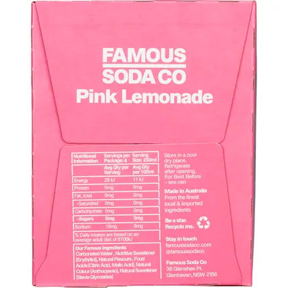Famous- Zero Sugar Soda Pink Lemonade-4x250ml