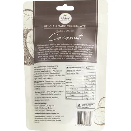 Naked Chocolate Co- Freeze Dried Coconut Dark Chocolate-100g