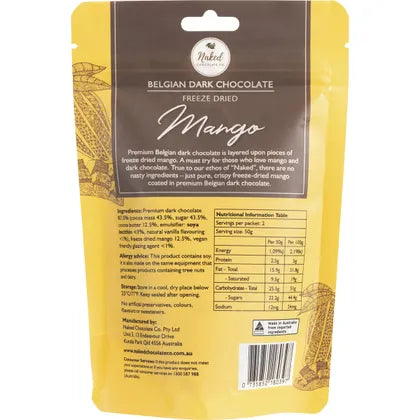 Naked Chocolate Co- Freeze Dried Mango Dark Chocolate-100g