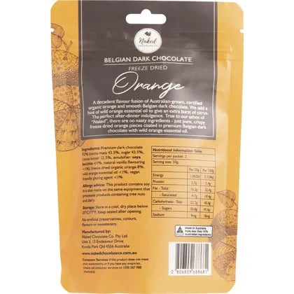 Naked Chocolate Co- Freeze Dried Orange Dark Chocolate-100g