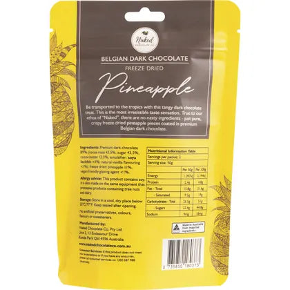 Naked Chocolate Co- Freeze Dried Pineapple Dark Chocolate-100g