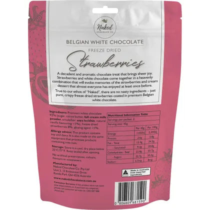 Naked Chocolate Co- Freeze Dried Strawberries White Chocolate-90g