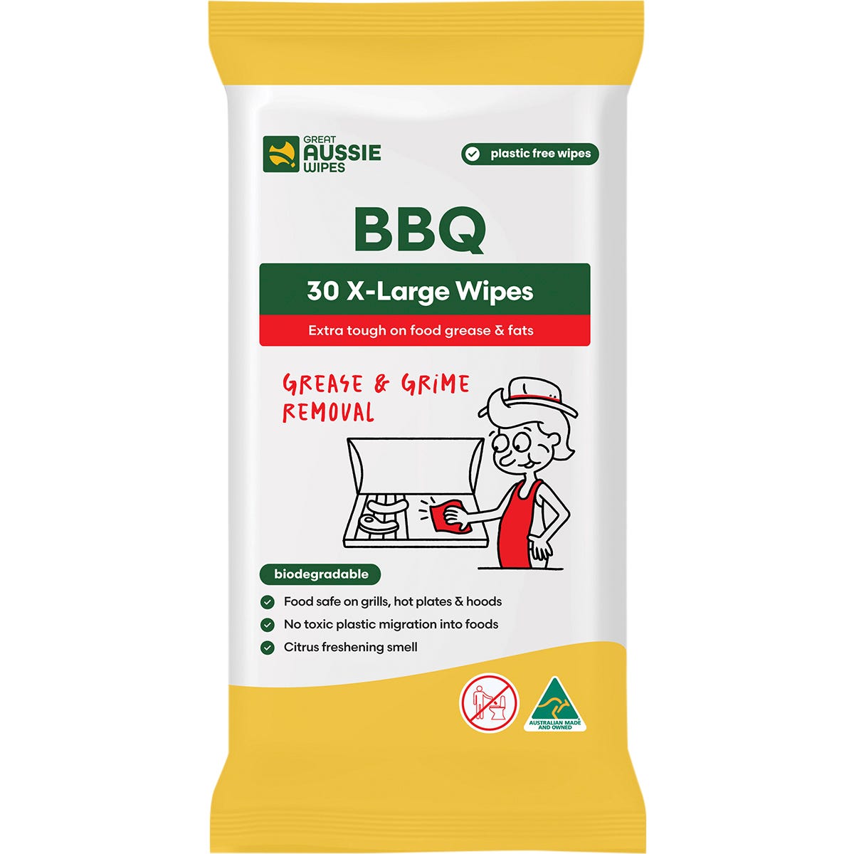 Great Aussie Wipes- BBQ X-Large Wipes-30pk