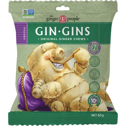 The Ginger People- Gin Gins Ginger Candy Bag Chewy Original-12x60g