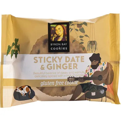 Byron Bay Cookies- Gluten Free Cookies Sticky Date & Ginger-12x60g